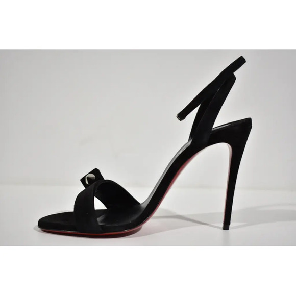 Christian Louboutin Umberta 100 Black Suede Ankle Strap Sandal Heel Pump 41 - Picture 8 of 12
